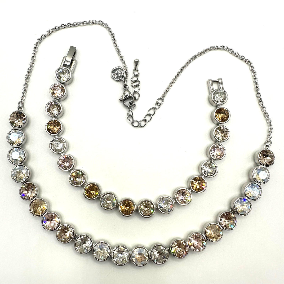 Touchstone Swarovski silver tone Austrian crystals necklace bracelet set