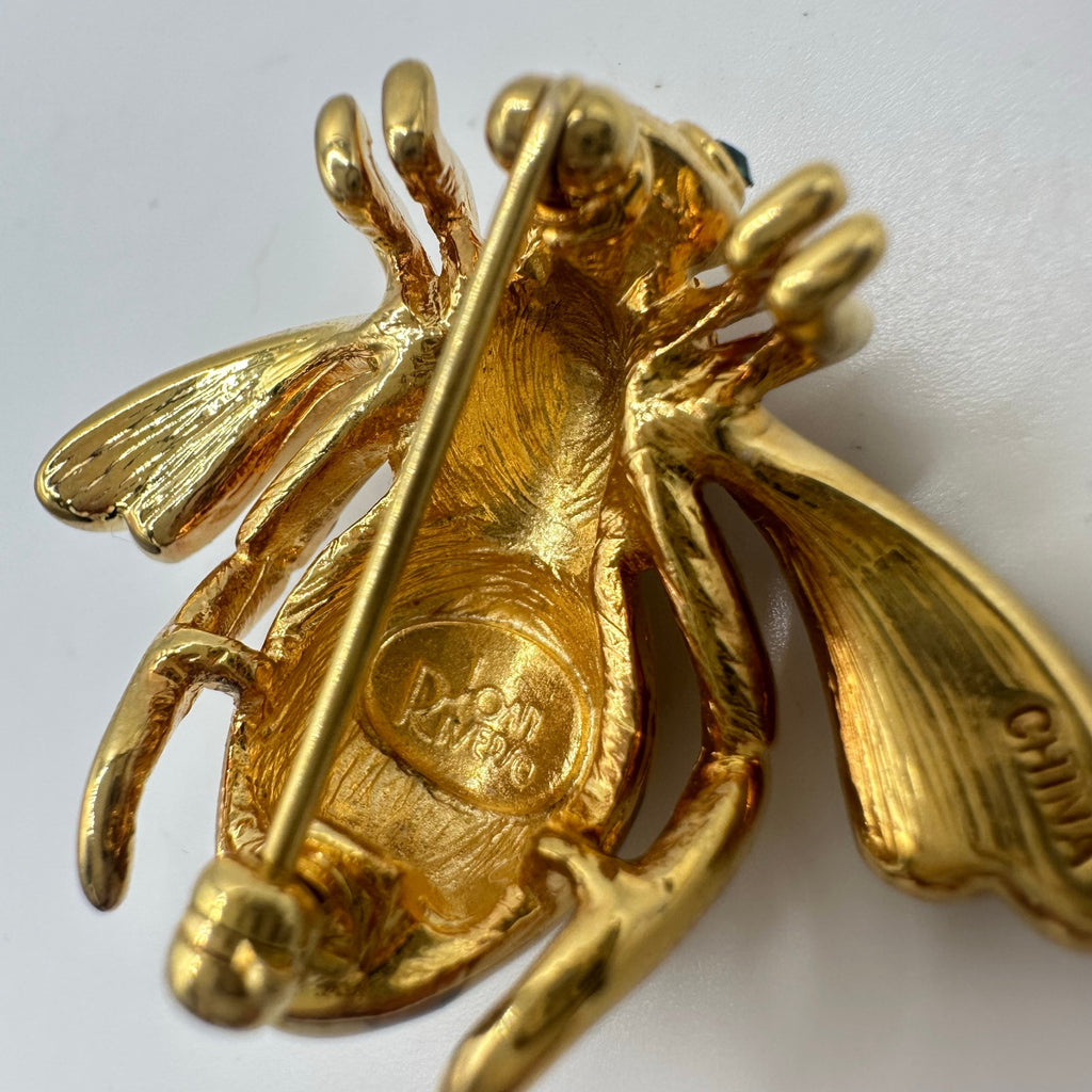 Joan Rivers Joan of the Jungle vintage gold tone bumblebee rhinestones brooch