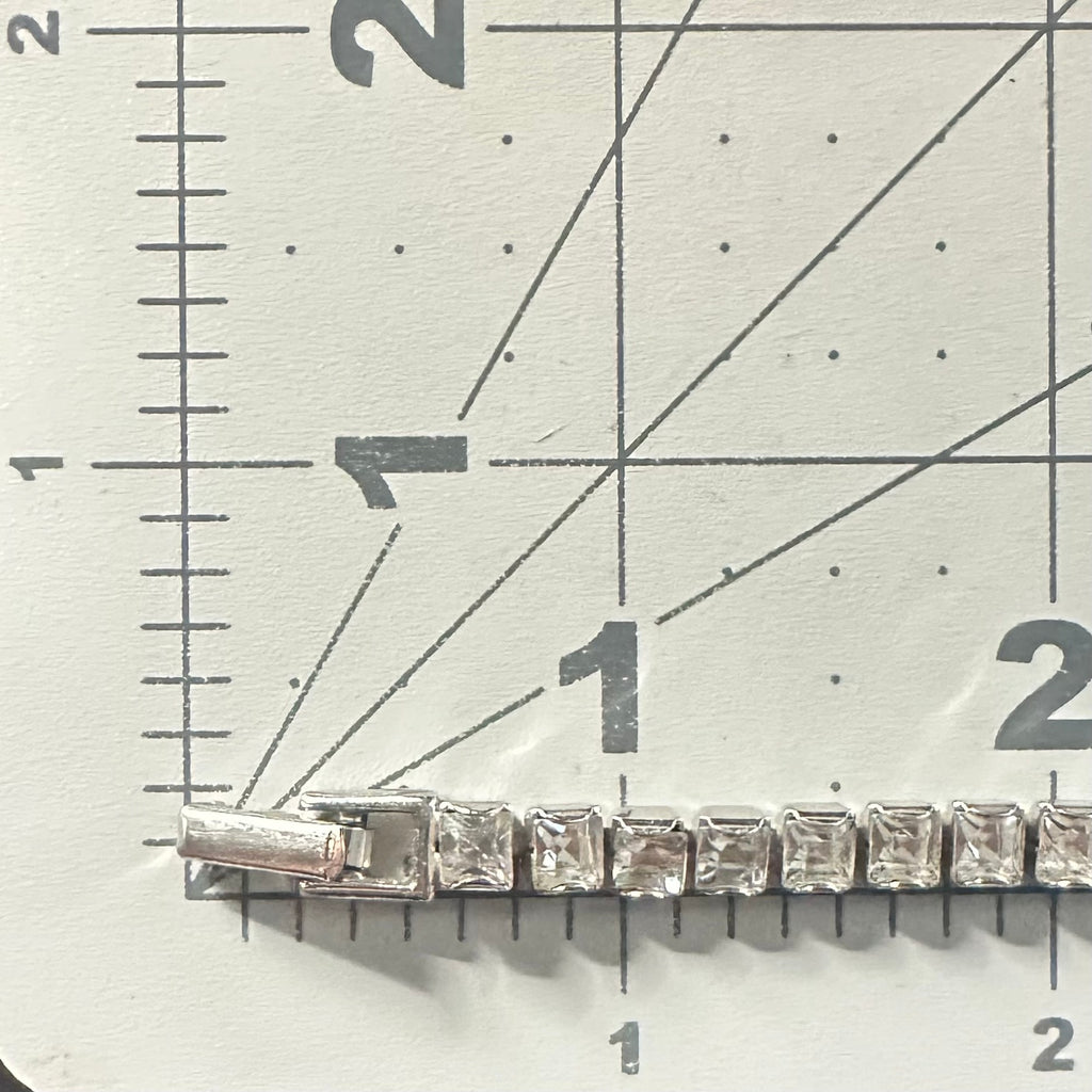 Swarovski clear princess cut Austrian crystals rhodium plated tennis bracelet