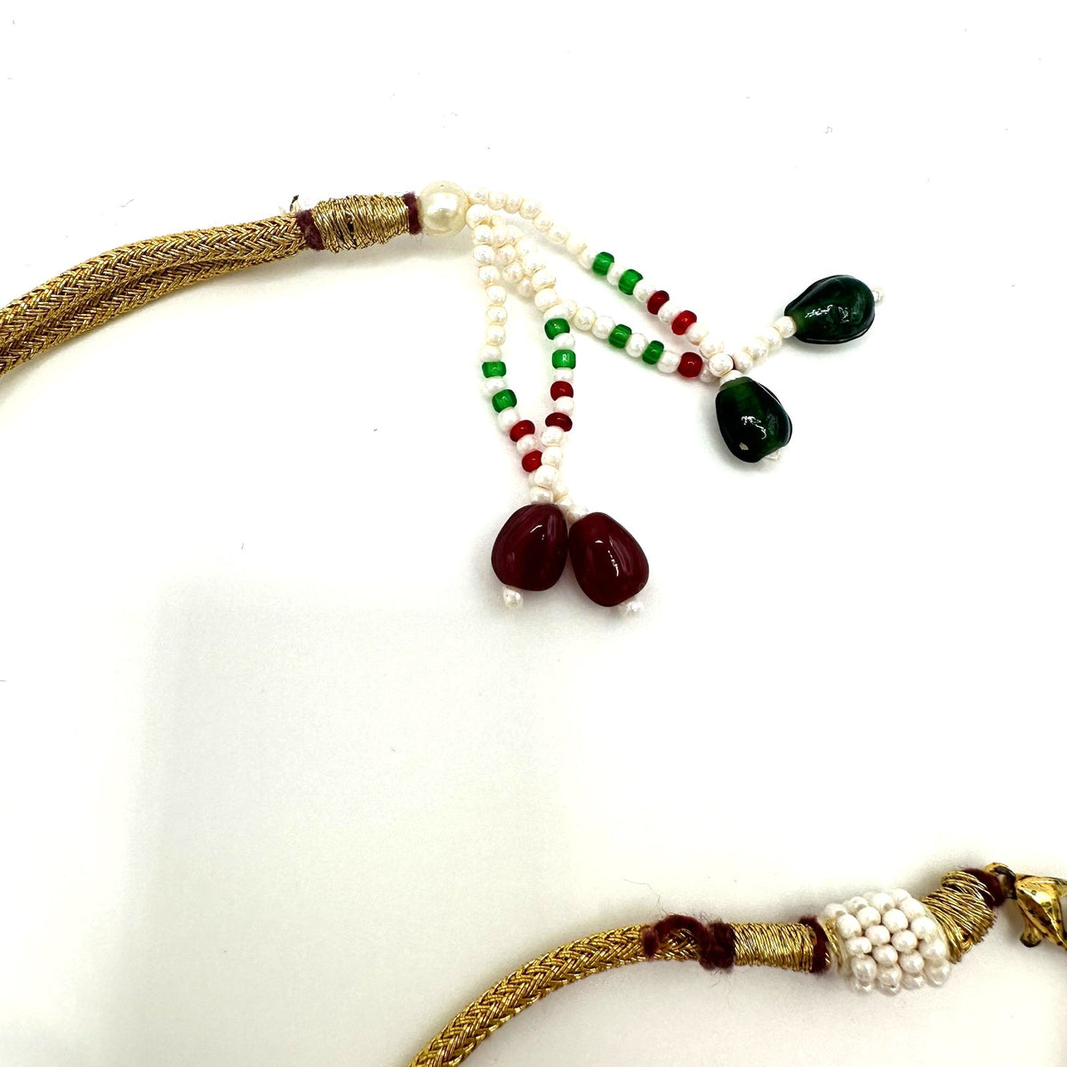 Indian vintage 3 strand semiprecious agate glass pearls beaded necklace
