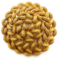 Monet vintage gold tone twisted rope round circle circular domed 3D brooch