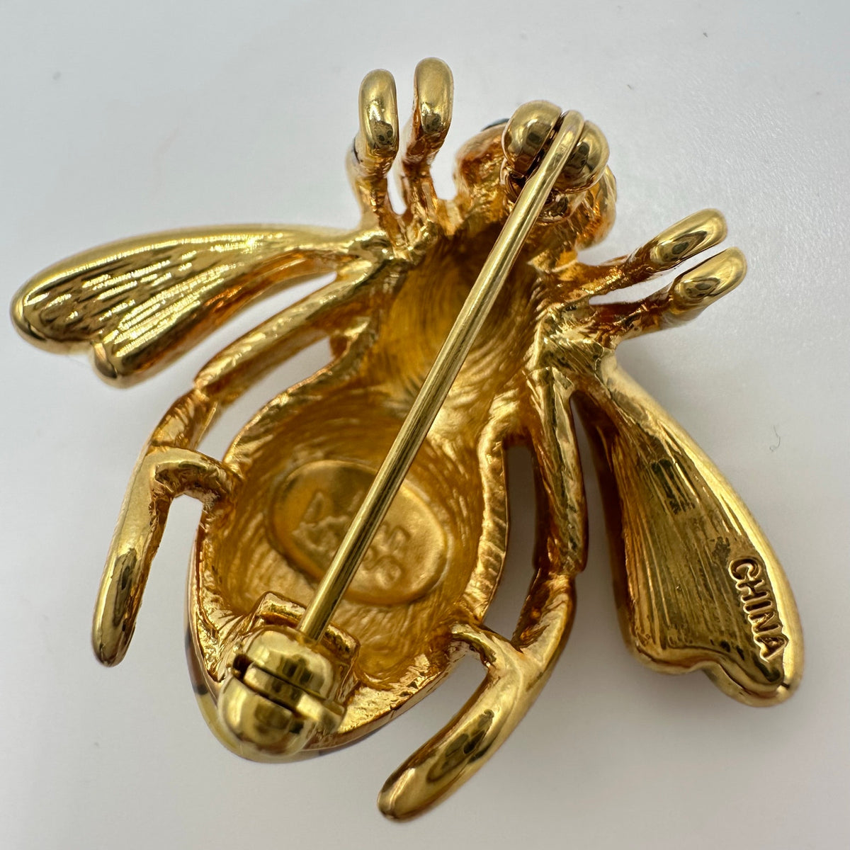 Joan Rivers Joan of the Jungle vintage gold tone bumblebee rhinestones brooch