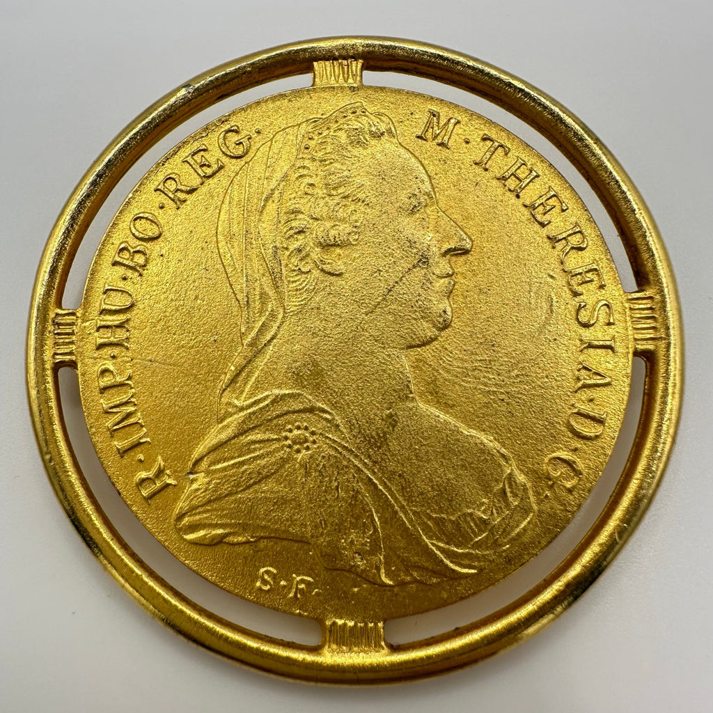 Ben-Amun vintage Maria Theresa Thaler gold plated coin replica statement brooch