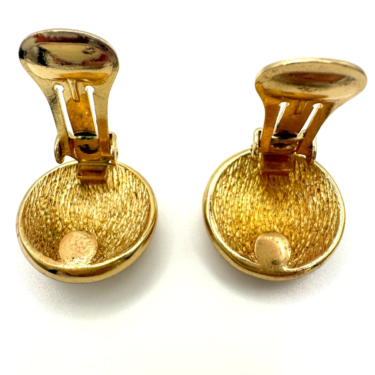 Christian Dior vintage gold plated clear glass rhinestones clip on earrings