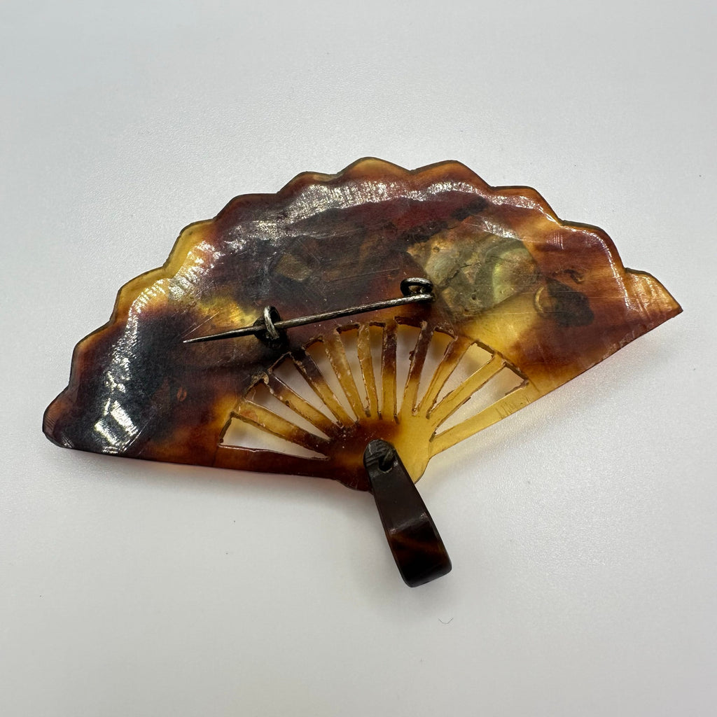 Antique Victorian 1800s "faux" tortoise shell abalone inlay brooch pin pendant