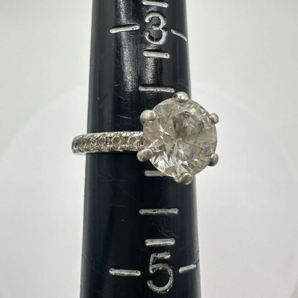 China 925 sterling silver cubic zirconia CZ half eternity solitaire ring size 4