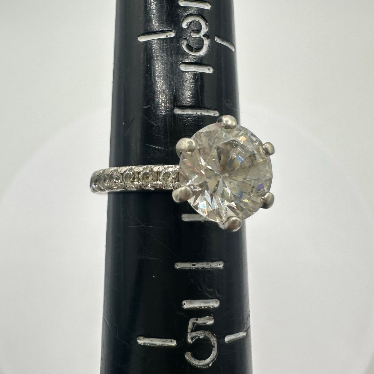 China 925 sterling silver cubic zirconia CZ half eternity solitaire ring size 4