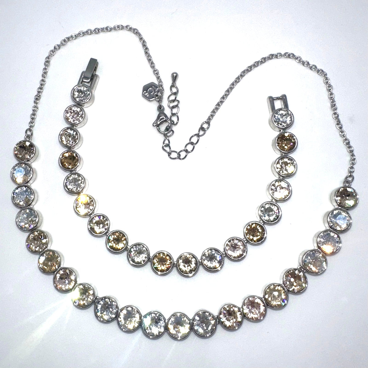 Touchstone Swarovski silver tone Austrian crystals necklace bracelet set