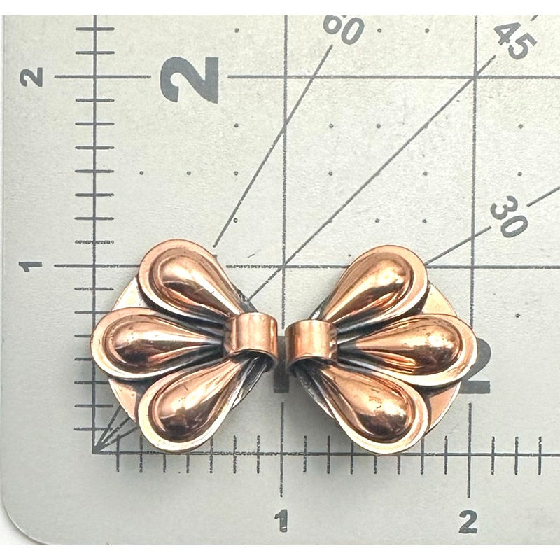 Ramé vintage solid copper modernist teardrop necklace clip on earrings set