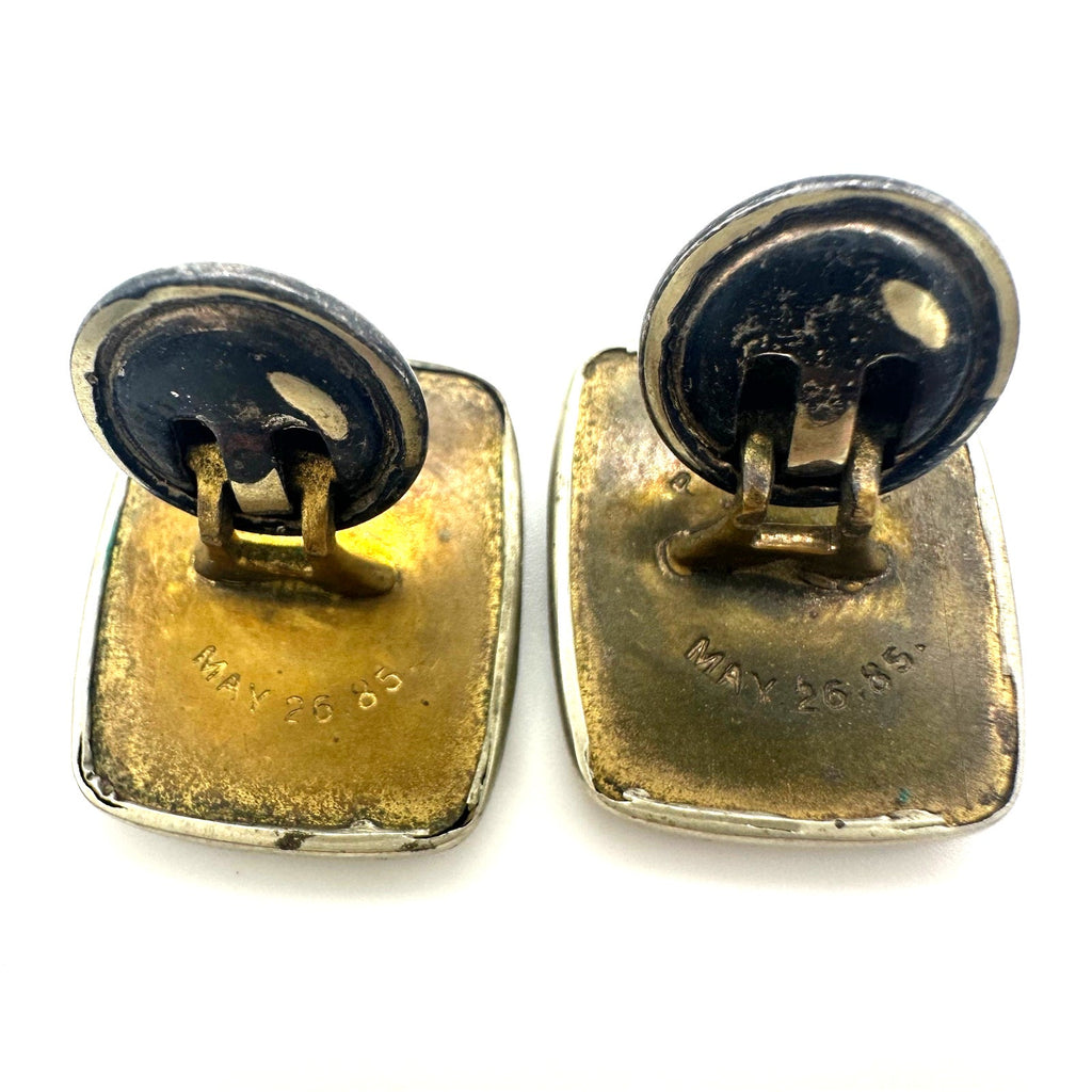Antique Victorian 1885 rose gold filled silver gilt embossed etched cufflinks