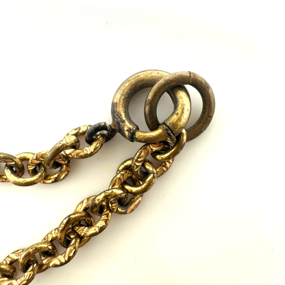 Antique Art Deco 1920s 1930s gold tone cameo locket 19” chain necklace