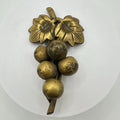 Vintage antique 1930s 1940s gold tone brass grapes bunch brooch pin