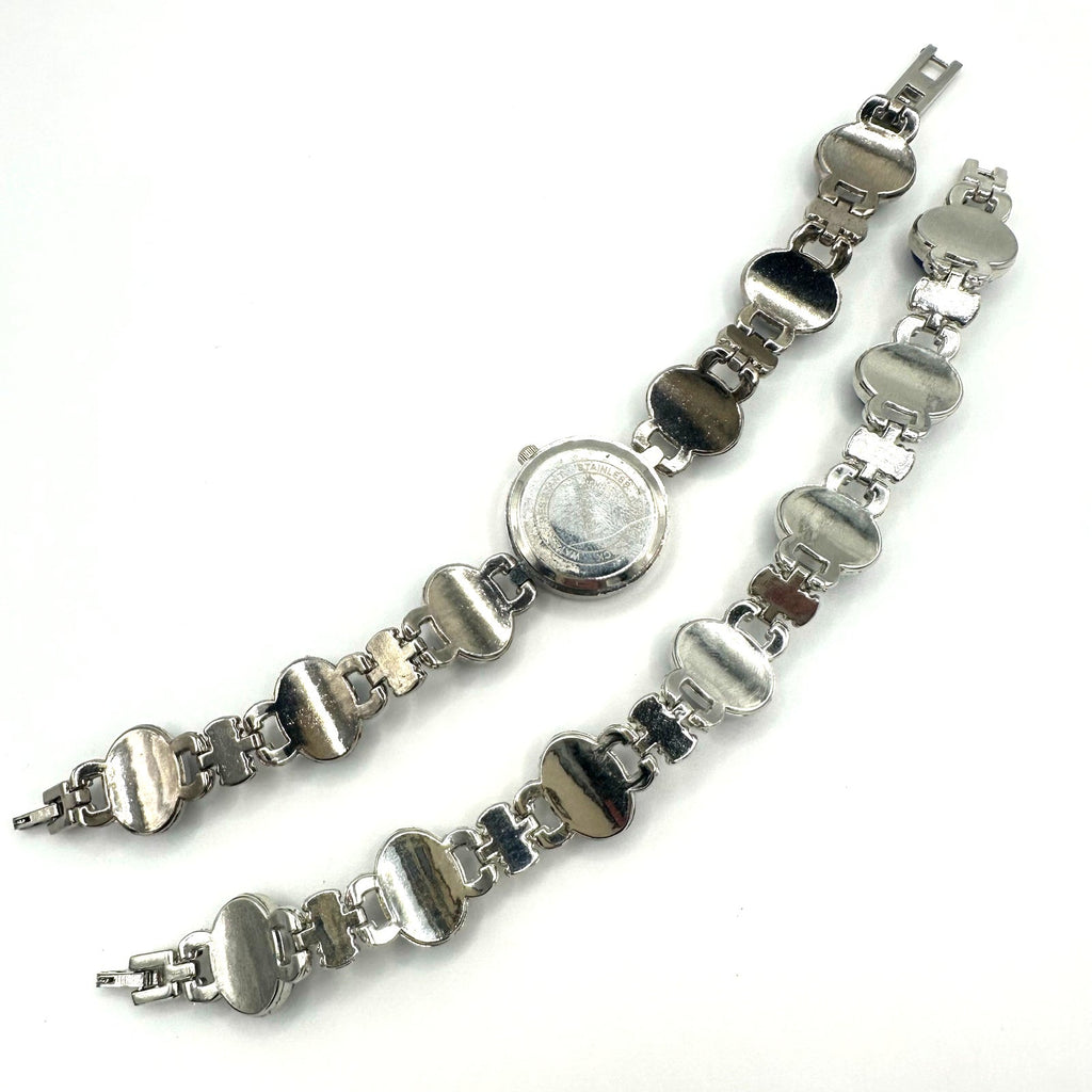 Strada silver tone genuine blue lapis lazuli quartz ladies watch bracelet set