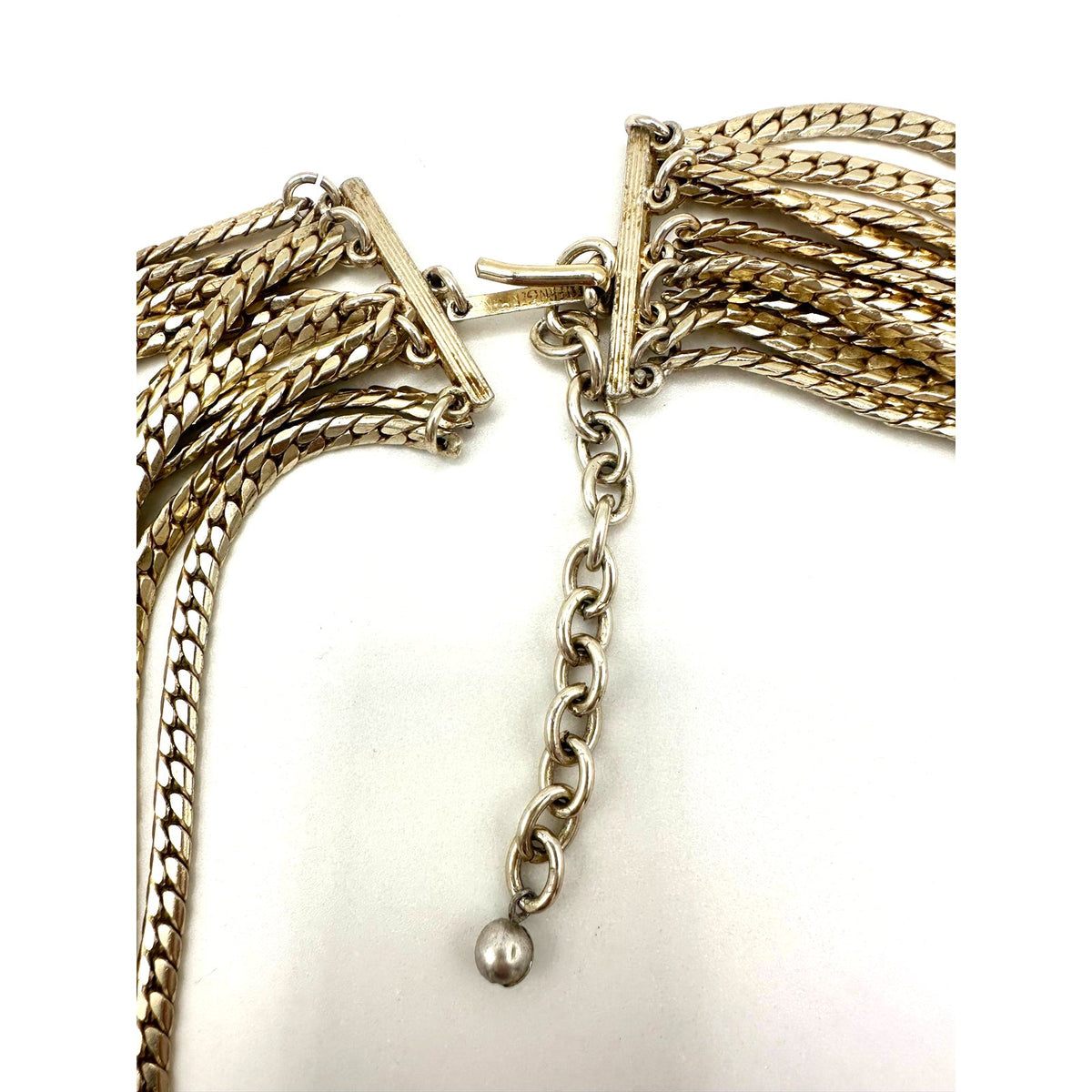 Western Germany signed vintage gold tone 10 multi strand chains necklace