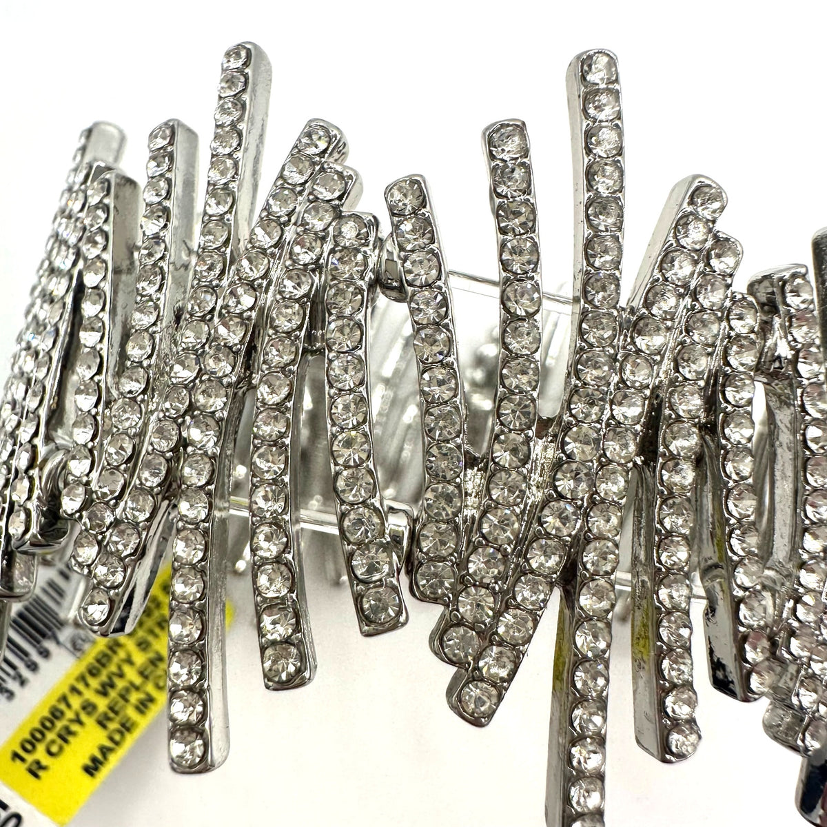 INC NWT silver tone clear glass rhinestones stretchy statement bracelet