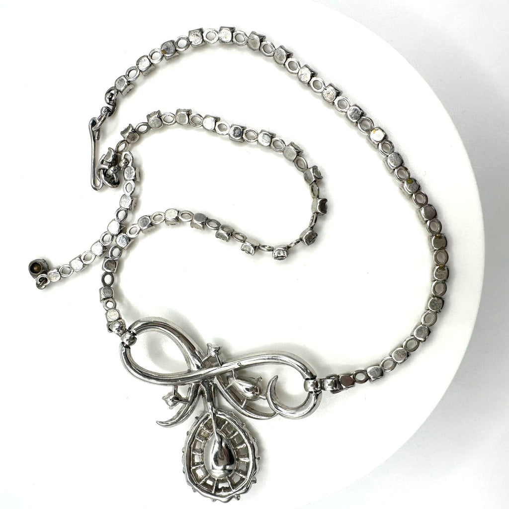 Trifari Alfred Philippe 1952 vintage silver tone clear rhinestones necklace