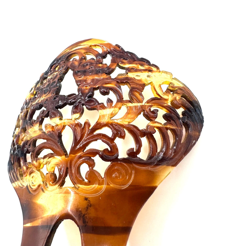 Antique celluloid faux tortoiseshell tortoise shell hair comb ornament