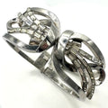 Trifari 1949 Alfred Philippe silver tone rhinestones clamper bangle bracelet
