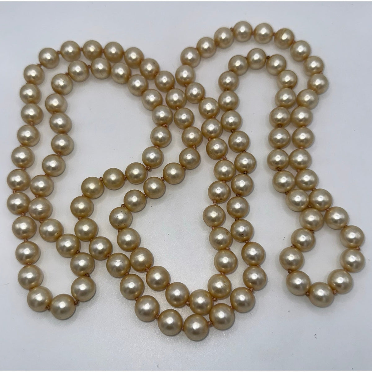 Vintage antique high quality plastic faux pearls extra long 60” beaded necklace