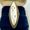 Zuni Native American sterling silver mother of pearl coral turquoise inlay ring