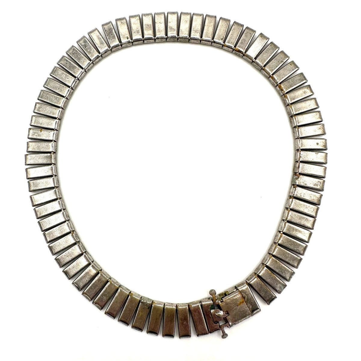 Antique Art Deco 1930s silver tone clear Czech glass rhinestones necklace