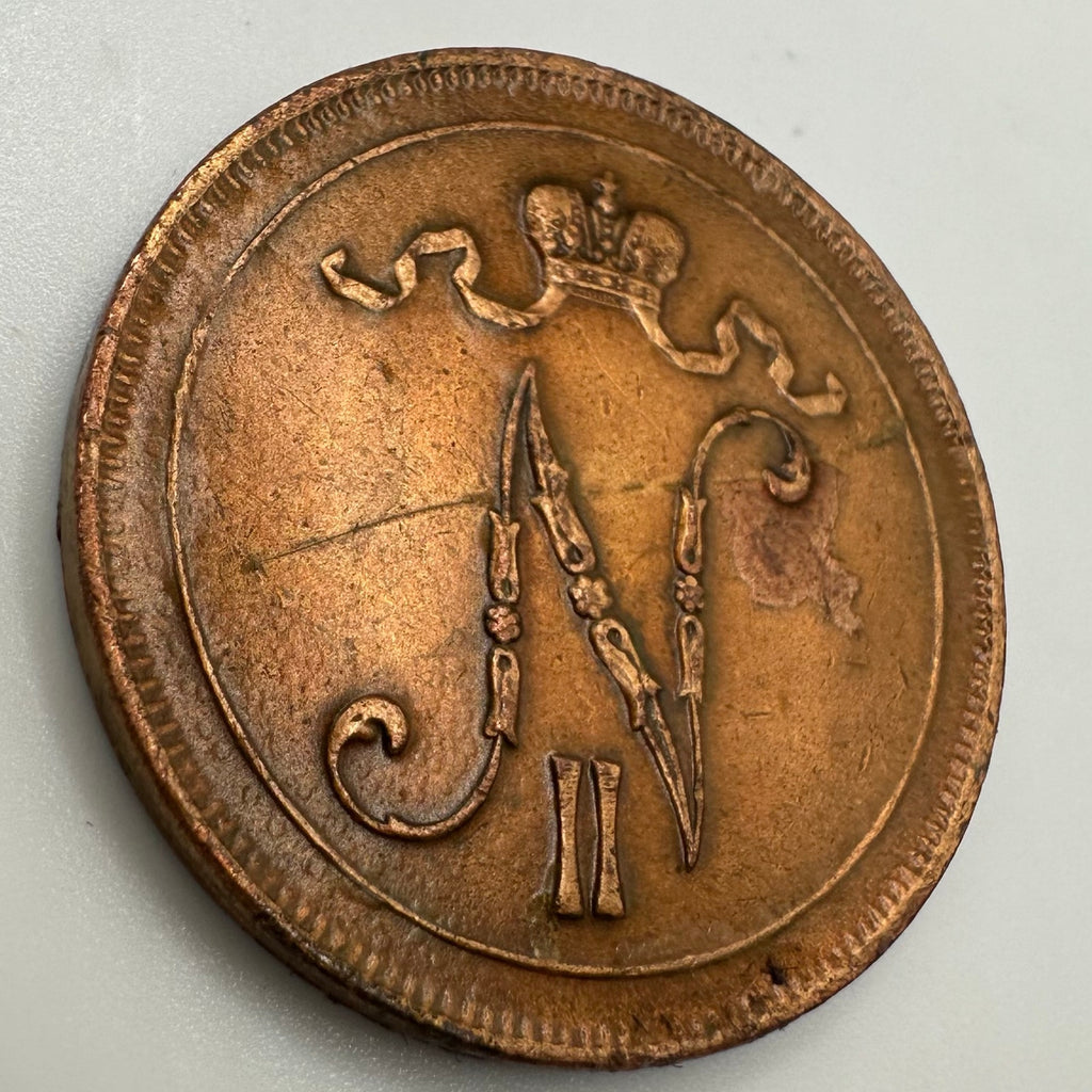 Finland Finnish 1916 antique 10 Pennia solid cooper coin