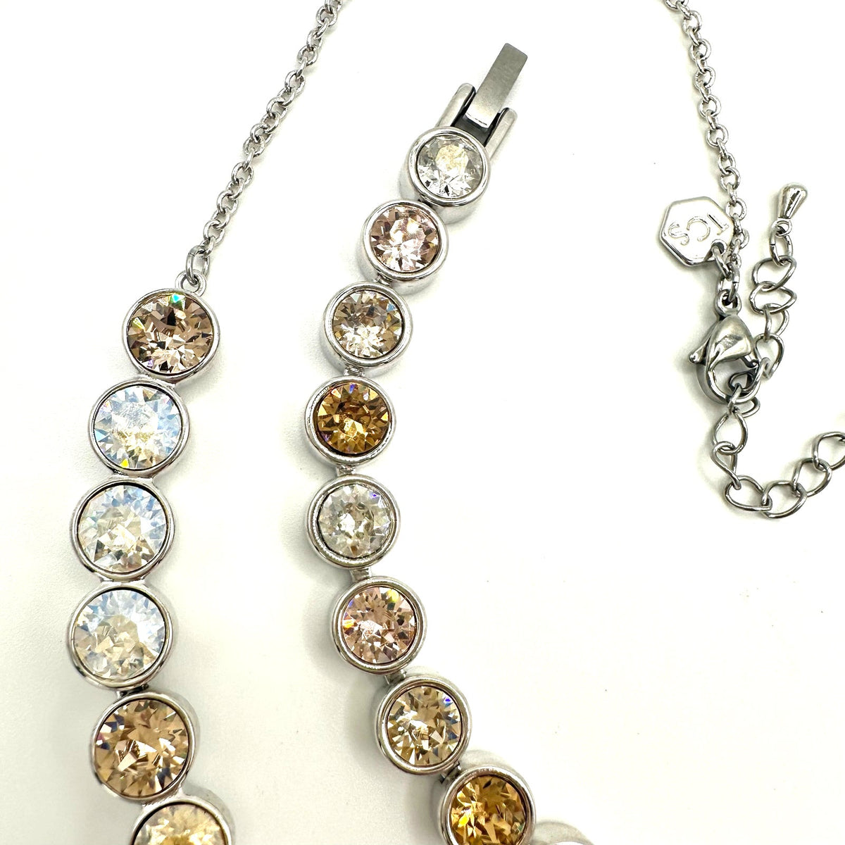Touchstone Swarovski silver tone Austrian crystals necklace bracelet set