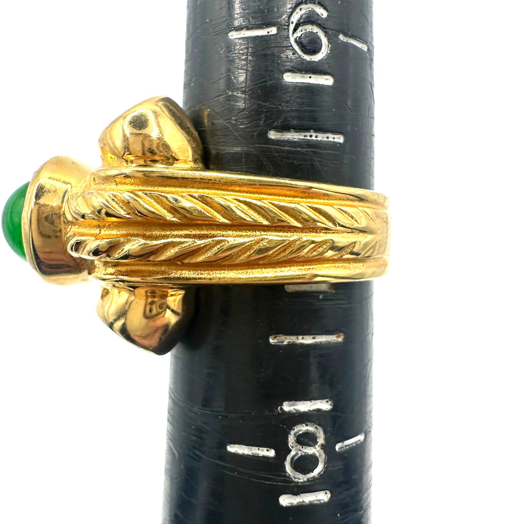 NWT Made in USA vintage gold plated green glass cabochon cocktail ring size 7