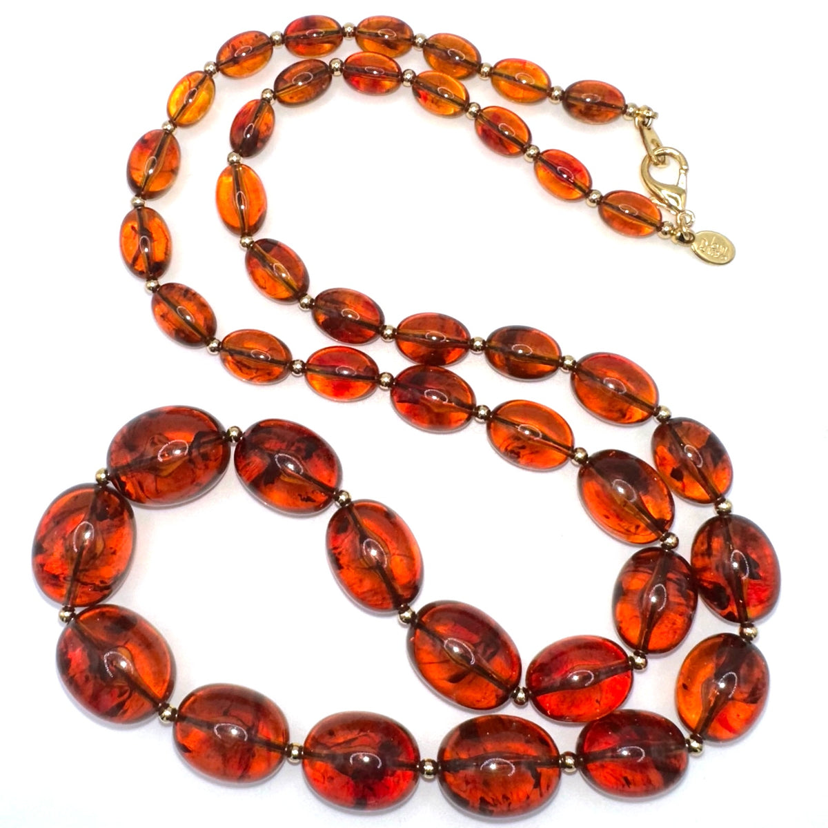 Joan Rivers vintage faux amber lucite beads beaded graduated 32" necklace
