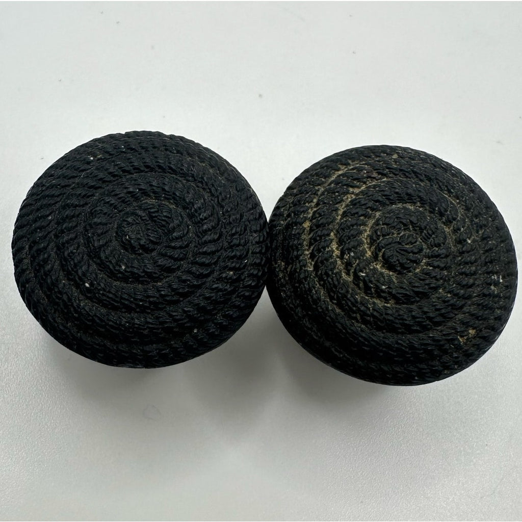 Antique Victorian gold filled black French jet glass mourning cufflinks buttons