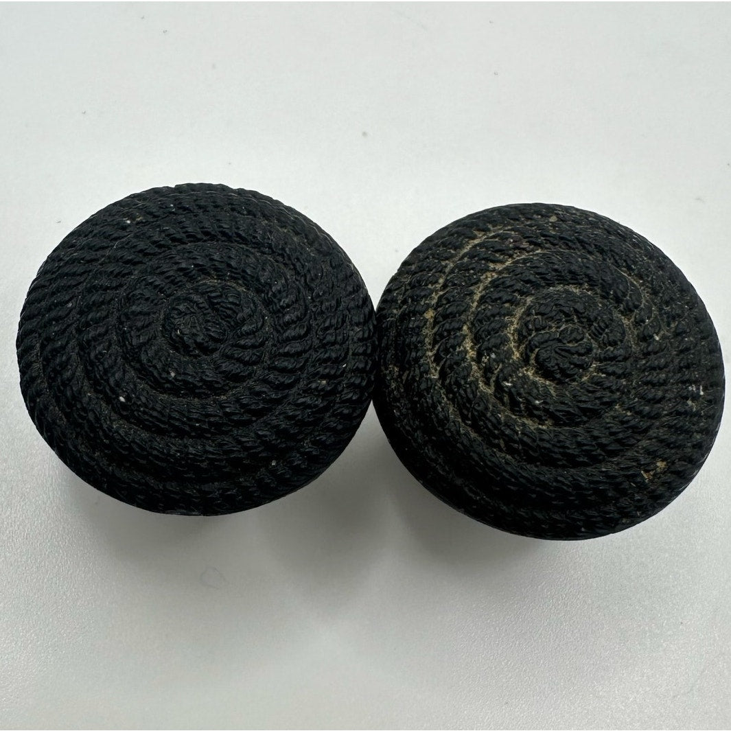 Antique Victorian gold filled black French jet glass mourning cufflinks buttons