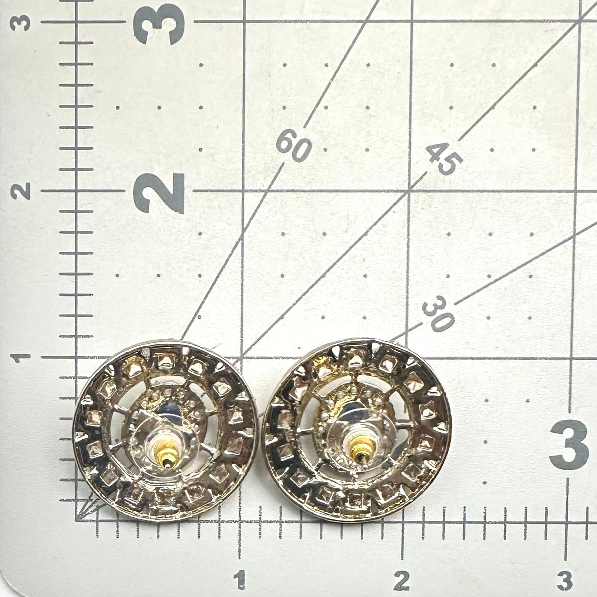 Gold plated blue champagne cubic zirconia CZ faux seed pearls post earrings