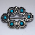 Zuni Native American sterling silver petit point turquoise dainty brooch pin
