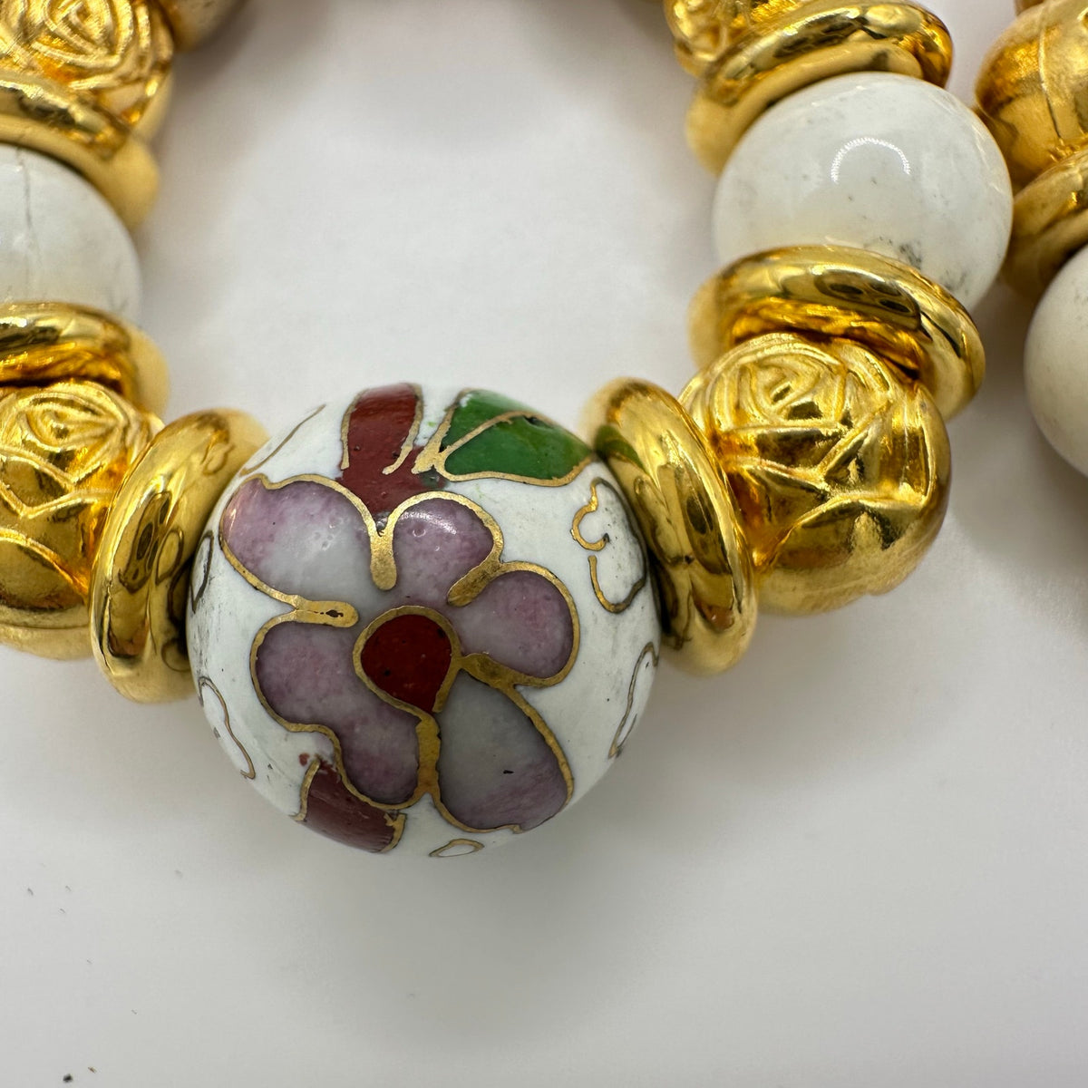1980s vintage gold tone statement cloisonne enamel beaded dangle post earrings