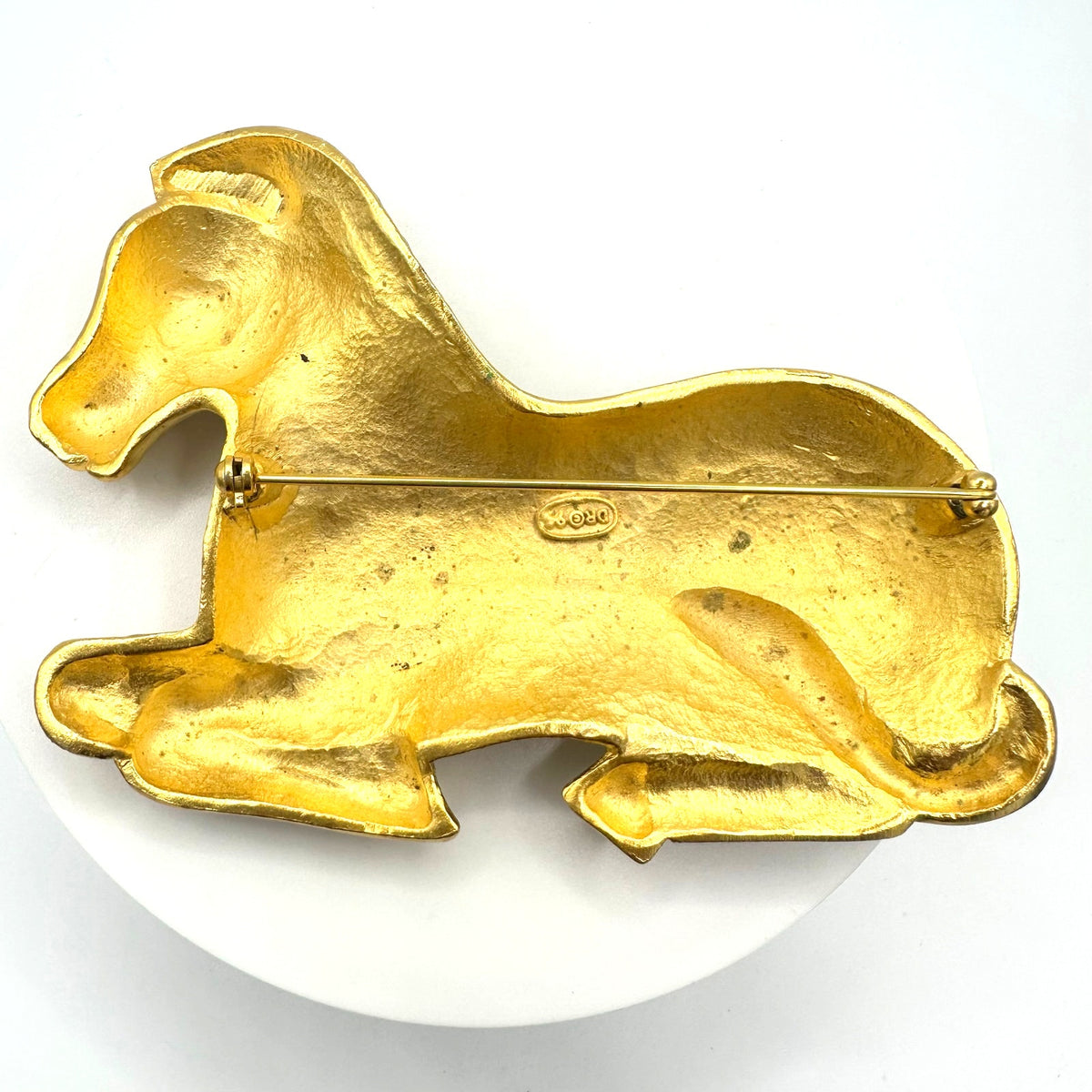 Doreen Ryan vintage massive large gold plated black enamel zebra figural brooch