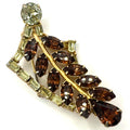 Rare Byer Bros vintage gold tone yellow topaz brown glass rhinestones brooch