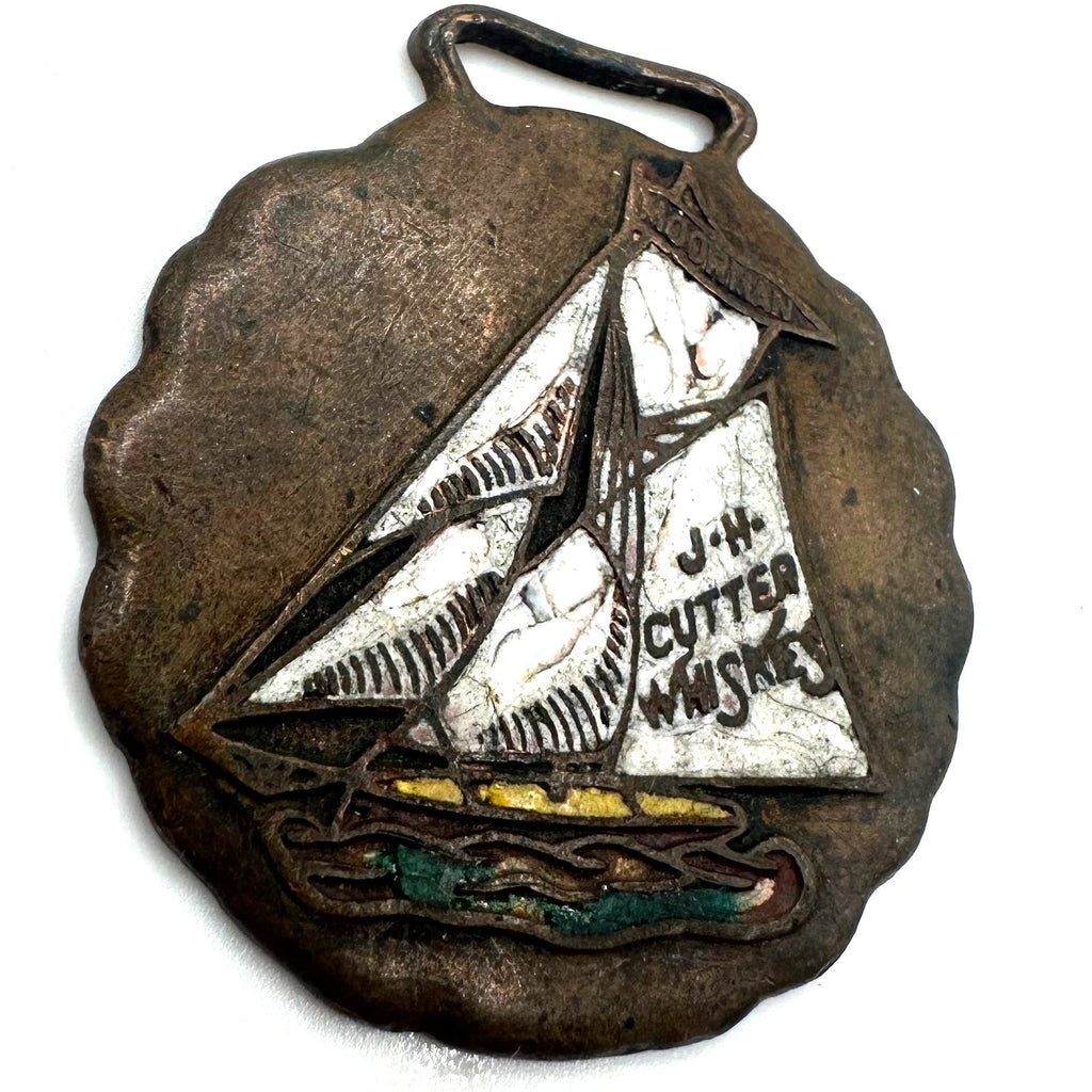 Antique 1800s 1900s J. H. Cutter Whiskies Moorman advertising pendant fob charm
