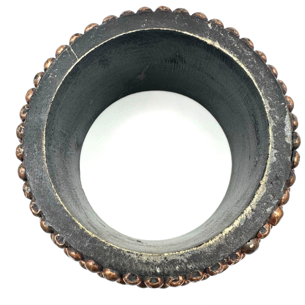 Massive solid brown wooden copper studded statement chunky bangle bracelet