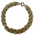 Antique vintage 1930s 1940s gold tone brass double rolo links chain bracelet 8"