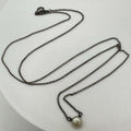 Vintage 925 sterling silver genuine freshwater pearl solitaire 19” necklace