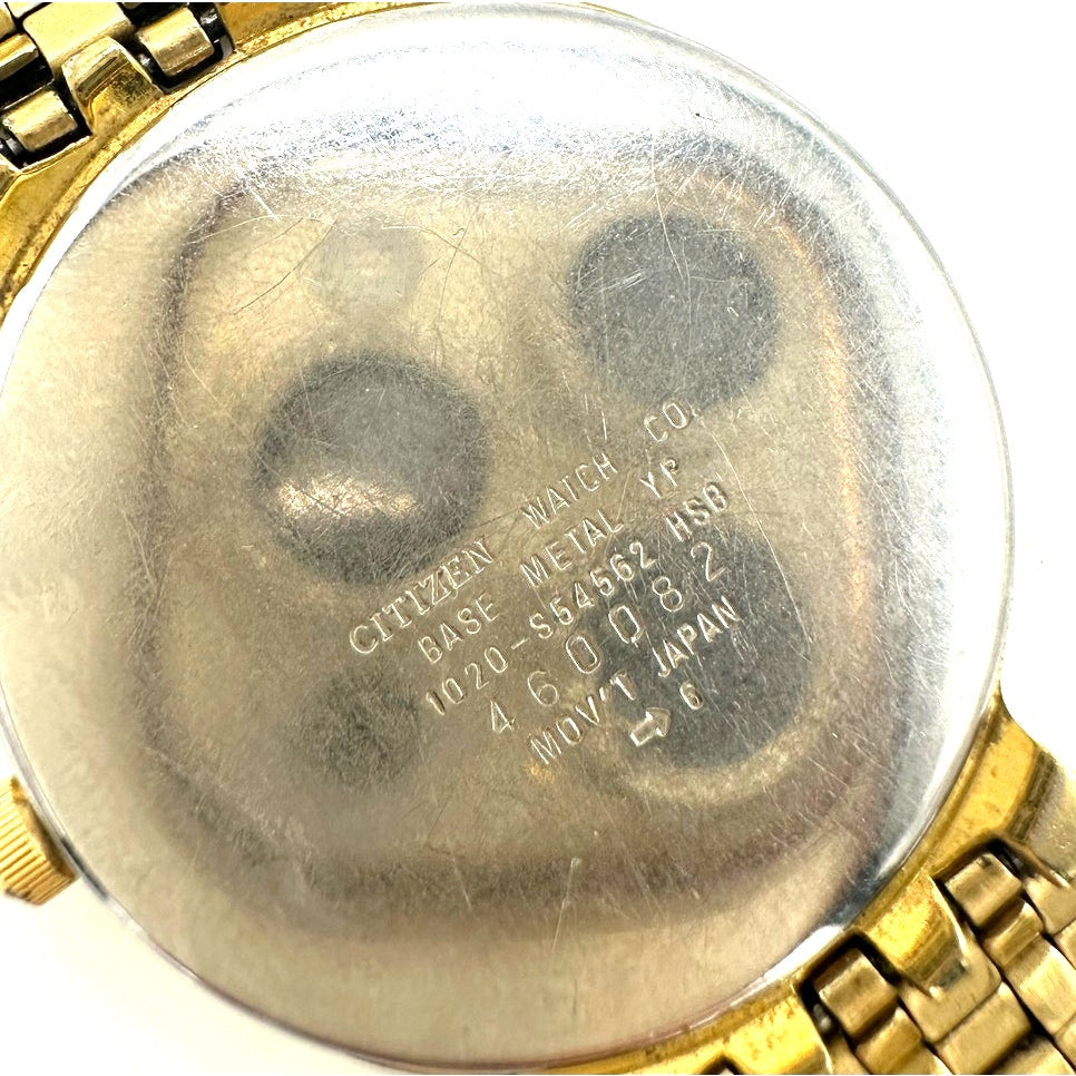 Citizen vintage 1020-954562 Quartz gold black round dial stainless steel watch