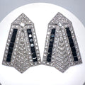 Real Collectibles by Adrienne Art Deco Revival silver black CZ clip on earrings