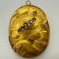 Antique Art Nouveau solid 18kt gold rose cut natural diamonds cameo pendant
