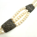 NF Thailand 925 sterling silver marcasite real freshwater pearls bracelet 32.40g