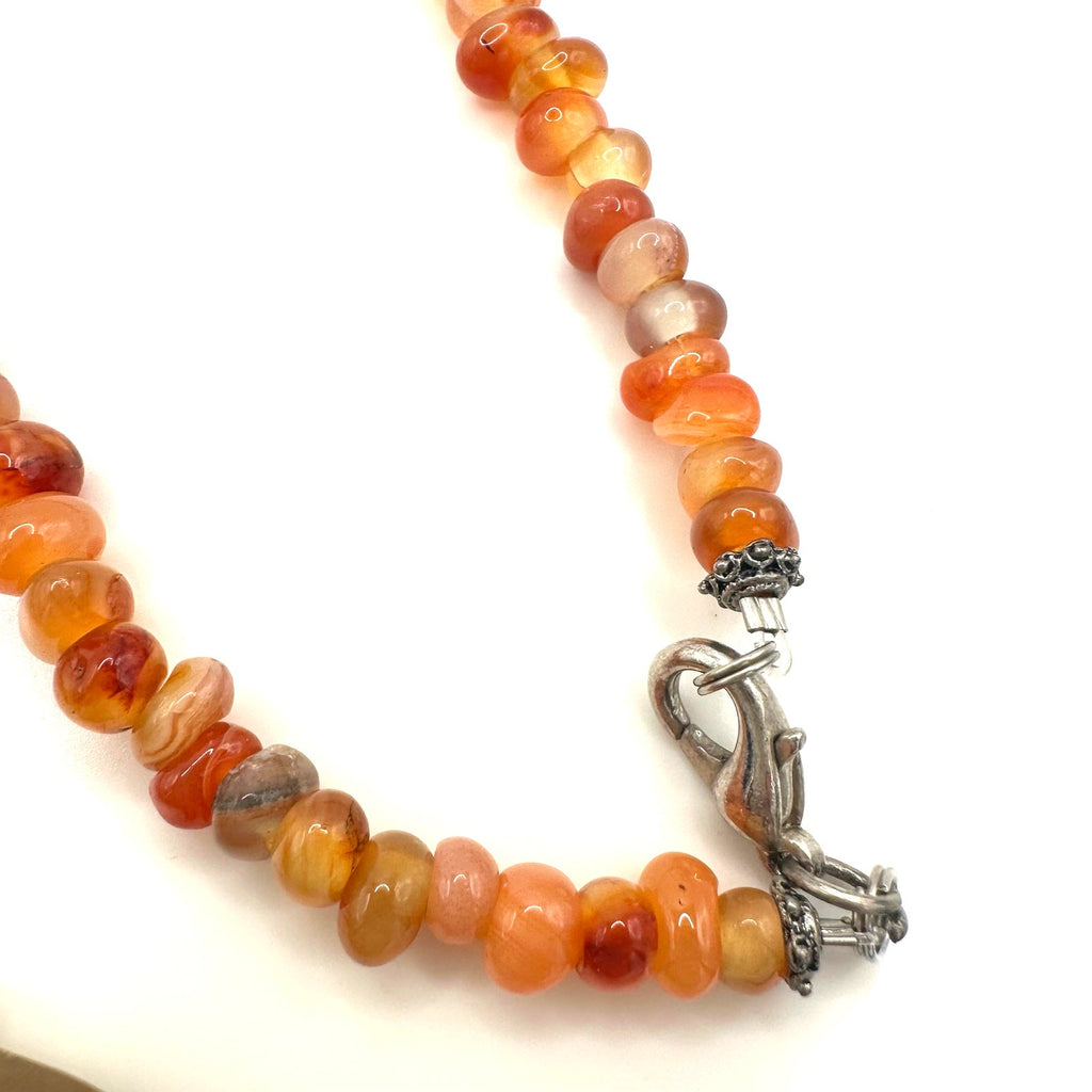 Chinese carved agate dragon pendant genuine red carnelian beads beaded necklace