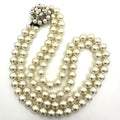 Vintage 2 double strand white lucite pearls beads beaded AB glass clasp necklace