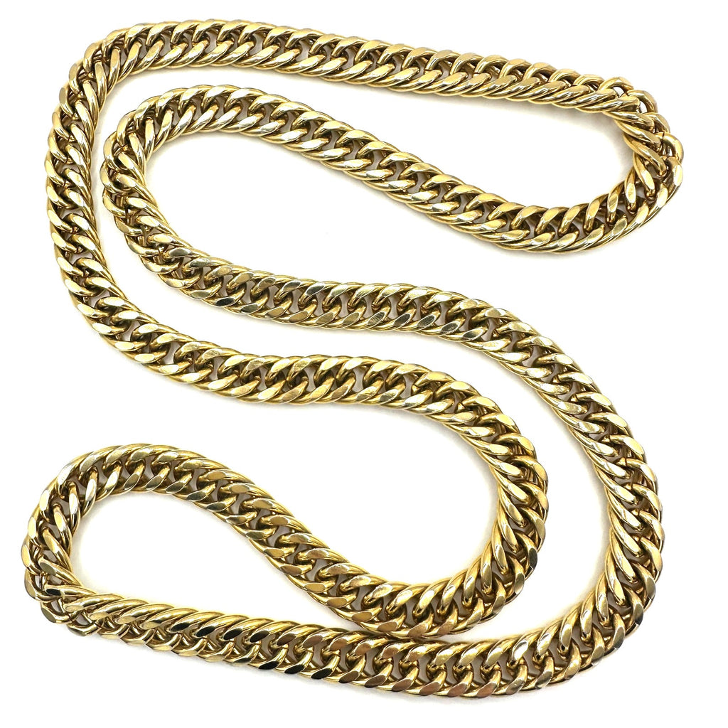 Vintage gold plated extra long 36" heavy 193g curb link unisex chain necklace