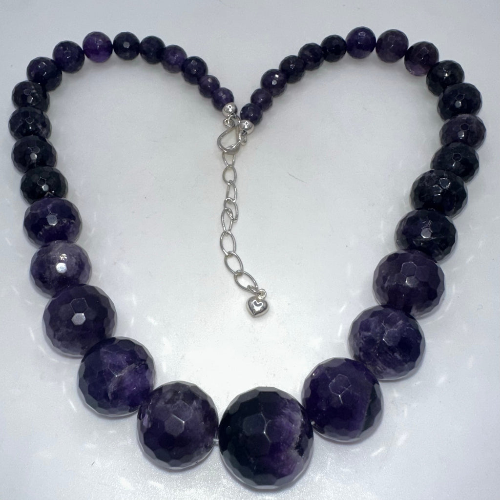 DTR Jay King 925 sterling silver genuine amethyst beaded graduated necklace