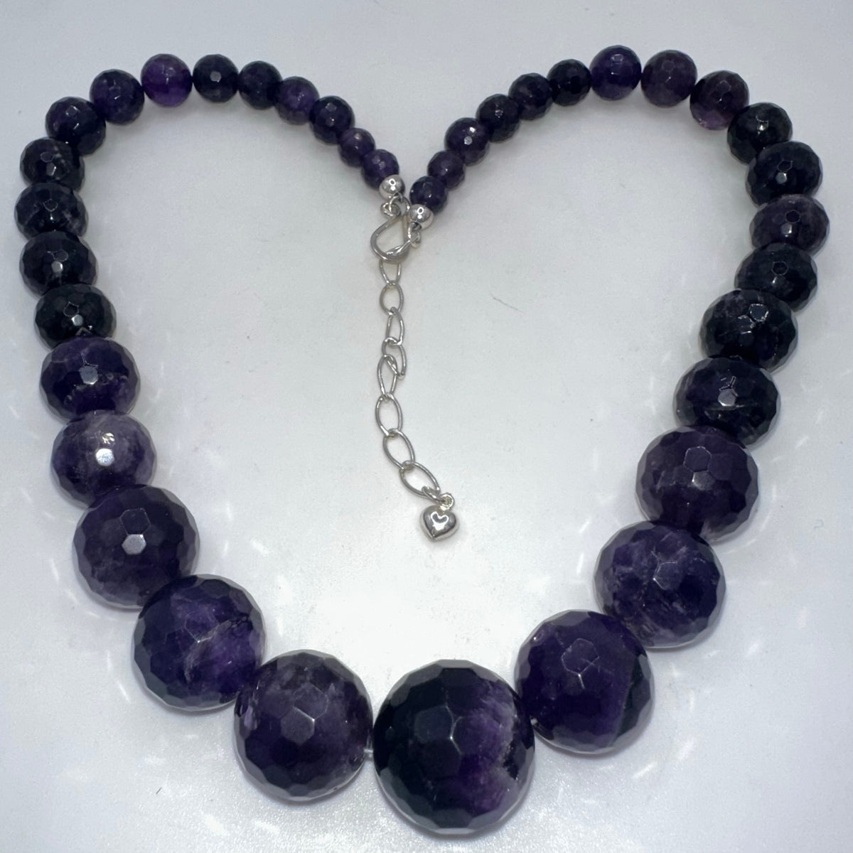 DTR Jay King 925 sterling silver genuine amethyst beaded graduated necklace