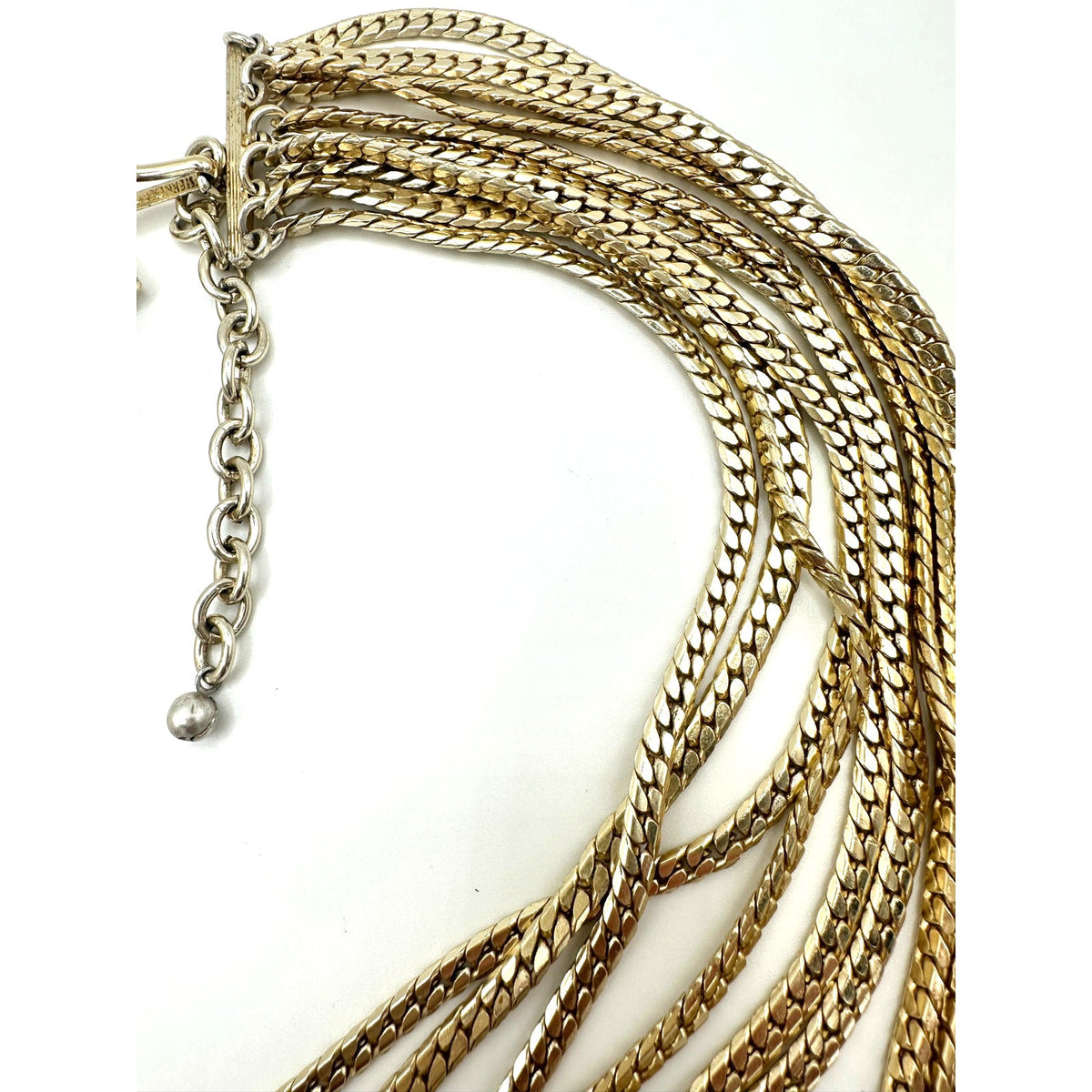 Western Germany signed vintage gold tone 10 multi strand chains necklace